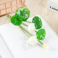 5 Pack Real Looking Lotus Artificial Lotus Fake Flowers Bouquet 3 Heads/Bundle with Leaves for Wedding Home Party Living Room Hotel Decorations balta