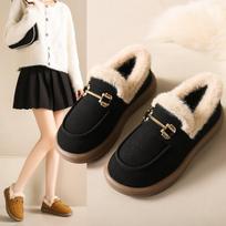 2024Le Fu Shoes Pregnant Women's Anti Slip Snow Boots Women's Winter Outerwear Soft Bottom Versatile Plush Casual Cotton Shoes 35 juoda