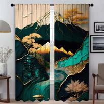 3Abstract Botanic Kintsugi Elegant Room Curtains for Living Room Tulle for Bedroom Partition Blinds Blackout Curtain Shades Home W50xH70cmx2pcs-CL