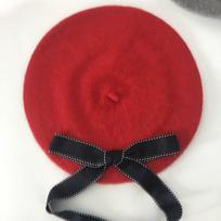 Bow Blended Wool Beret, Parent-Child Tide Lady Sky Bud Woolen Painter Hat M（56-58cm） raudona