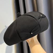 Bow Hat Women'S Spring And Autumn New Beret Versatile Solid Color Bud Hat Sweet Japanese Painter Hat Tide average size