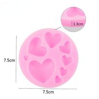 Loving Heart Shape Silicone Fondant Mold DIY Colorful Sweet Heart Candy Paste Cake Decorating Tool ARI pink