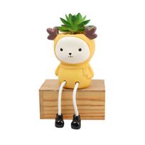 Artificial Succulent Plants Double Flocked Succulents Realistic Textured Plant for Desk Office Bedroom Decor Cute Potting geltona