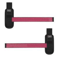 2PCS Weightlifting Wrist Strap Black and Rose Red Cotton Nylon Silicone Anti Slip Wrist Belt for