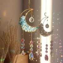 Dreamcatcher Suncatcher Crystal Prism Ball Gold Moon Star Rainbow Sun Catcher Indoor Window Car Hanging Garden Decoration Gift akvamarinas