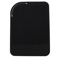 Silicone Hair Straightener Heat Resistant Cover Wrap Travel Hair Curler Non slip Mat(Black ) black