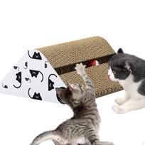 Kartoninis kačių draskyklė trikampis kačiuko draskymo lenta sustorinta atspari dilimui su dviem Rat Patterns beige