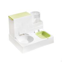 1L Drinker 2.6L Feeder ,Automatic Dog Cat Feeder, Water Dispenser and Food Bowl Set ,Portable Grass Green