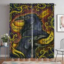 Vikings Odins Ravens Muninn Kitchen Curtains for Living Room Partition Blackout Curtain for Room 2 Panel Halloween Decoration W50xH70cmx2pcs-CL