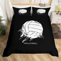 Volleyball Duvet Cover Set Ball Sports Theme Bedding Set for Boys Teens Bedroom Decor Black Comforter Cover with 2 Pillowcases 70x133cm 2pcs white