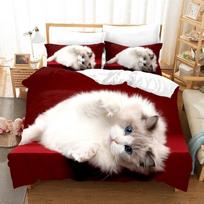 Baby Cat Bedding Set Lovely White Kitten Bed Linen Single Double Queen King Twin Size Duvet Cover Set Kids Girls Room Decor Gift cot size 70x133cm brown
