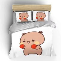 Bubu Dudu Cartoon Cute Bear KawaiiGift King Twin Double Child Bedding Set Microfiber or Polyester Christmas  Duvet Cover Set EU single(135x200cm)