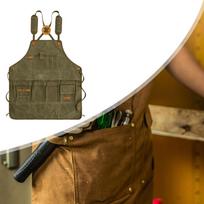 Adjustable Cross Back Apron for Tools And Equipment in Woodworking tamsiai žalia spalva