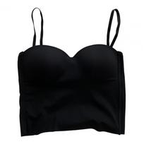 Ice Silk Sling Vest with Chest Pad Adjustable Straps Beautiful Back Camisole Top Elastic Fabric Bottoming Tops One Size pilka