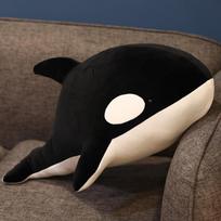 Gražūs 60/80cm juodi ir raudoni ryklio pliušiniai žaislai, didelė orkos lėlė, Orcinus Orca, iškamšti jūros gyvūnai, dovana vaikams gimtadienio proga 60cm