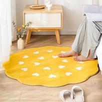 Round Bedside Carpet Daughter's Room Cute Round Carpet Sofa Coffee Table Mat Bedroom Study Chair Floor Mat 40*40cm brown