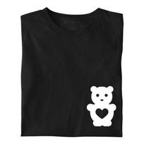 T-shirt Women Men TEDDY BEAR HUG GRAPHIC SIMPLE TEE 100% COTTON XS juoda