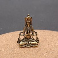 Žalvarinis Budos statulos raktų pakabukas: Retro Feng Shui ornamentas ir nešiojamas bronzinis pakabukas Tibetan Buddha brown