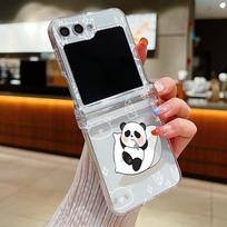 For Samsung Galaxy Z Flip6 Flip5 Flip4 Flip3 Shockproof Cartoon Panda Patterned 3PCS Foldable Hard Pc Clear Case Cover Samsung Z Flip6