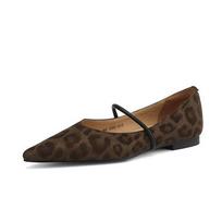 Krazing Pot Cow Skin Summer Spring Autumn Winter Flats Slip on Leopard Women Keep Warm Pointed Toe Casual Shallow Shoes 35 ruda