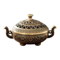Mini Incense Coil Burner Chinese Style Vintage Hollow Dual-ears Three-Legged Zinc Alloy Incense