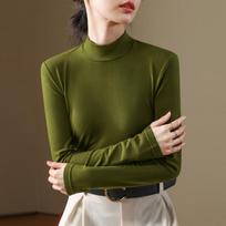 Coffee-colored Small Stand-alone Velvet Base Shirt for Women New Long-sleeved Inner Wear Autumn and Winter Fashionable Warm Skin Bottom Jacket S