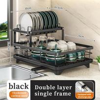 2024 Dish Drying Rack Kitchen Adjustable Stainless Steel Cutting Board Organizer Dish Bowl Drainer Storage Rack Kitchen Utensils gray