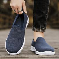 Men Khaki Slip on Driving Shoes Casual Blue Cloth Shoes for Farther Plus Size Lightweight EU: 47 mėlyna