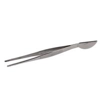 Stainless Steel Bonsai Tweezers Long Tweezers with Crescent Moon Spatula Head for Potted Loosening