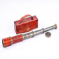 12x Telescope, Functional Handcrafted  Pirate Spyglass with Imprinted Leather Case, Travelers Adventure Collectible 43.18 cm