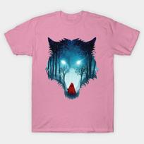 T Shirt Women Wolf And Red Hat Harajuku Print Kawaii Tshirt Summer Short Sleeve Female T-Shirt Top Tee S rožinė