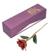 24K Gold Rose Dipped Creative Girlfriends Wife Valentine's Day Gift Wedding Decor with Base Red pink