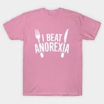 T Shirt Women I Beat Anorexia Harajuku Print Kawaii Tshirt Summer Short Sleeve Female T-Shirt Top Tee S rožinė