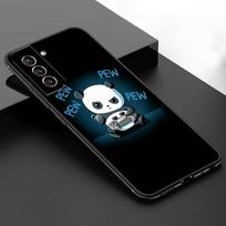 Cute Cartoon Panda Black Silicone Phone Case For Samsung Galaxy S23 S21 S20 FE S24 S22 Ultra S10E S10 S9 S8 Plus Samsung S20 gray