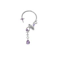 Amethyst Four-Pointed Star Tassel Ear Cuffs for Women - No Piercing, Light Luxury Fairy Earrings