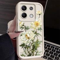 White Flower Pattern Case For Xiaomi Redmi Note 14 4G 13 Pro Plus Note 13 12 14 Pro 5G 11S 13C Soft TPU Silicone Phone Cover For Redmi Note 14 5G gray
