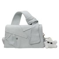 Moteriški kvadratiniai rankiniai ir crossbody džinsiniai krepšiai, derančios spalvos krepšiai, išskirtinio dizaino užraktas, madingas, originalus, naujas stilius white