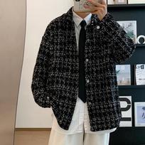 Men's Hong Kong-Style Plaid Jacket: Trendy Korean-Inspired, Loose-Fit, Casual High Street Fashion for Spring & Autumn. XL