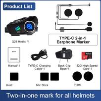 Motociklo DVR/Dash Camera 1080P Šalmas ausinės Stereo Bluetooth laisvų rankų įranga IPX66 Neperšlampamas 1500mA 1000H ilgas budėjimo režimas