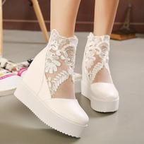 High Heels 11cm Women's Shoes Sponge Cake Thick Sole with Increased Height Inside Fish Mouth Sandals Women's Sweet Lace Waterproof Platform High Heels 39