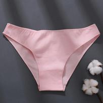FINETOO M-2XL Cotton Panties for Women Sexy Low Waist Briefs Female Breathable Underwear Girl Intimates Lingerie Solid Color New M rožinė