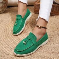 New Lefu Shoes Women's Soft Leather Retro Lazy Man Step on Thick Sole Flat Bottom Comfortable Single Shoe 36