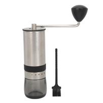 Manual Coffee Grinder Stainless Steel Ceramic CNC Portable Hand Coffee Bean Mill with Wooden Handle L gray