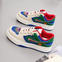 Latest Women's Mesh Mandarin Duck Colored Casual Skateboarding Shoes Flat Bottom Hollow Morning Running Sneakers 35 red