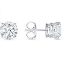 Jewels Prim 4.00 Ct Round Cut VVS1/D Lab Created Stud Earrings 14K White Gold 8mm Push Back 15MM sidabras