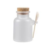 Tuščias vonios druskos butelis, plastikinis matinis kamštinis indelis, daugkartinio pildymo butelis su mediniu šaukštu 300ml