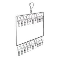 Stainless Steel Drying Rack Multi Layer Clothes Rack Home Dormitory Balcony Windproof Rack 30 Clips gray