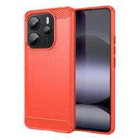 Dėklas Redmi Note 14 4G Dėklas Redmi Note 14 4G 5G Dangtelis Anglies Pluošto Smūgiams Atsparus Silikoninis Apsauginis Bamperis Note 14 Pro 4G 5G Note 14 4G Europe raudona