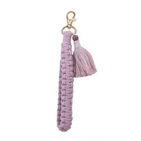 Boho Style  Braided Keychain With Lobster Claw Cotton Cord Wristlet Lanyard Key Fob Strap For Women  Accessory violetinė