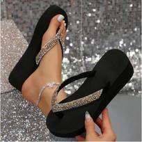 Floral Herringbone Slippers, Women's High Heels, Summer Cool Slippers, Non Slip Foam Thick Slope Heels Zapatos De Mujer 36 gray